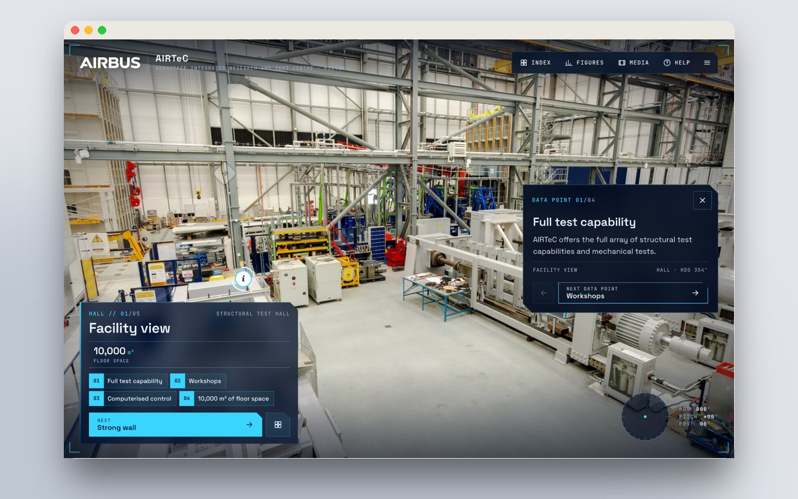 A data point open in the structural test hall