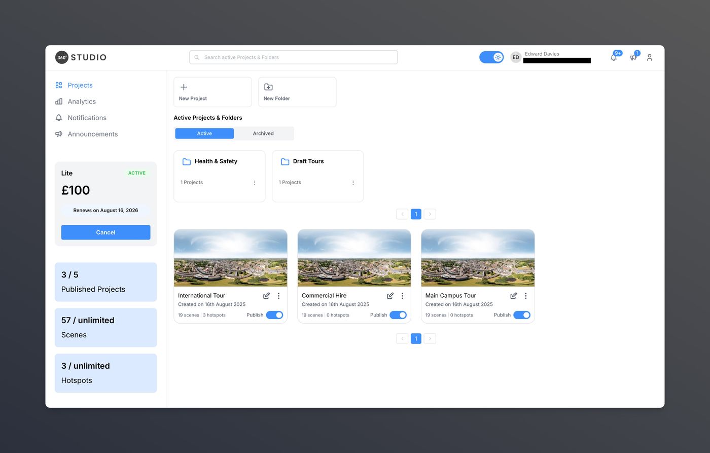 360 Studio client login