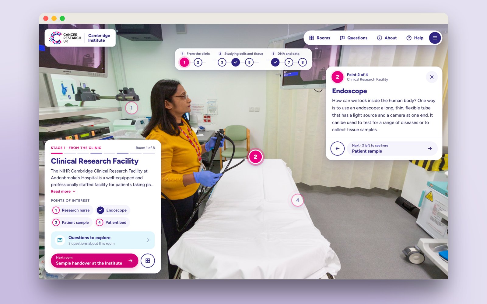 A point of interest open in the Clinical Research Facility