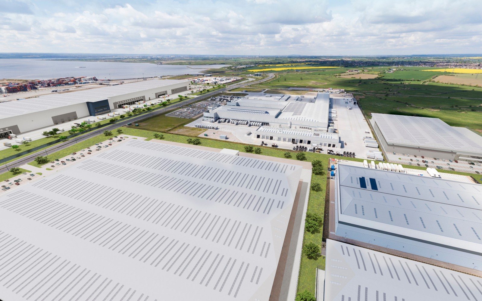 Dp world london gateway cgi aerial logistics park