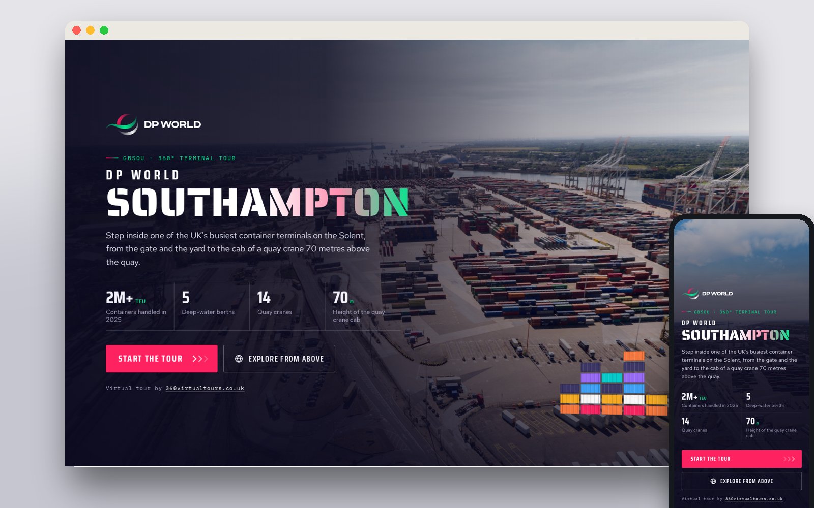 DP World Southampton: 360 Container Terminal Tour: the tour's opening screen