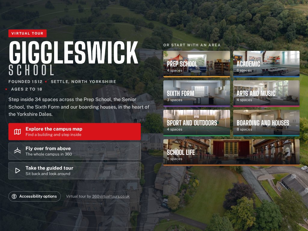 Giggleswick school virtual tour welcome screen