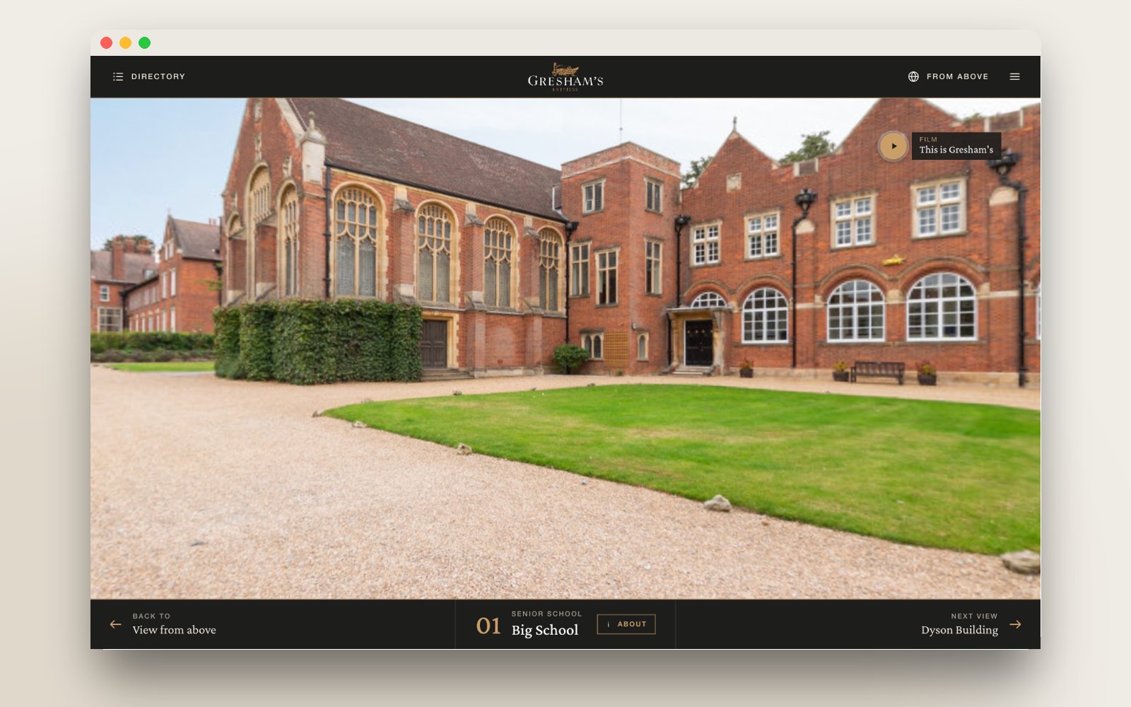 Big School in 360 with the film marker and the place bar
