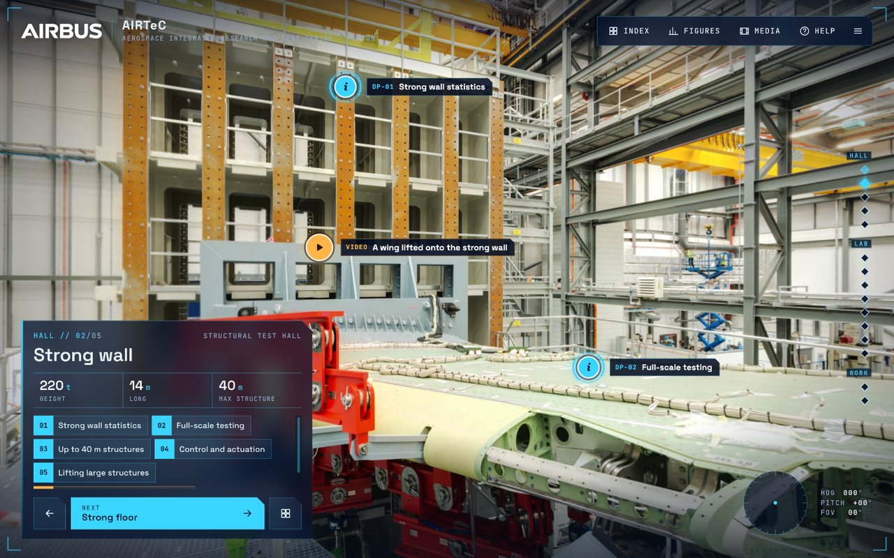 Airbus AIRTeC, Filton virtual tour interface