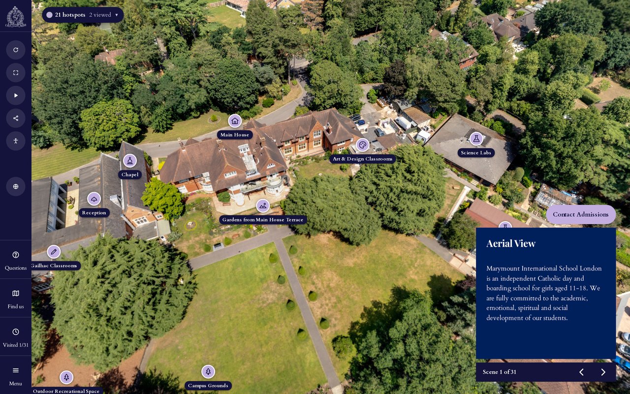Marymount International School London virtual tour interface