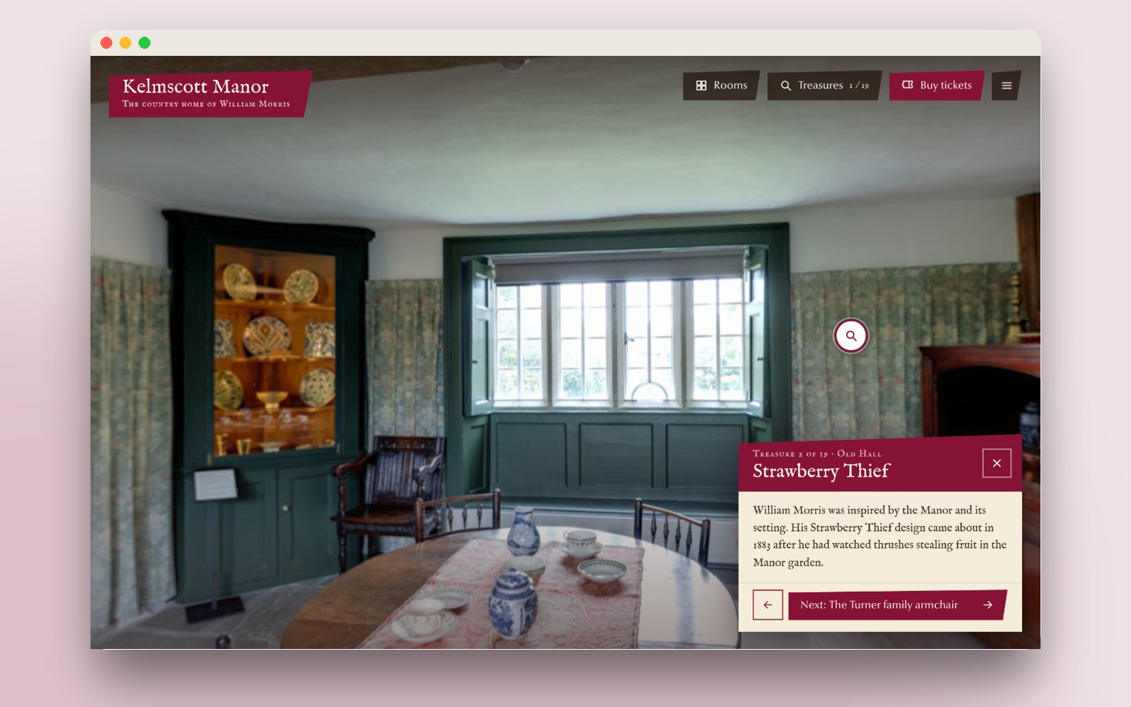 A treasure open in the Old Hall: the Strawberry Thief design
