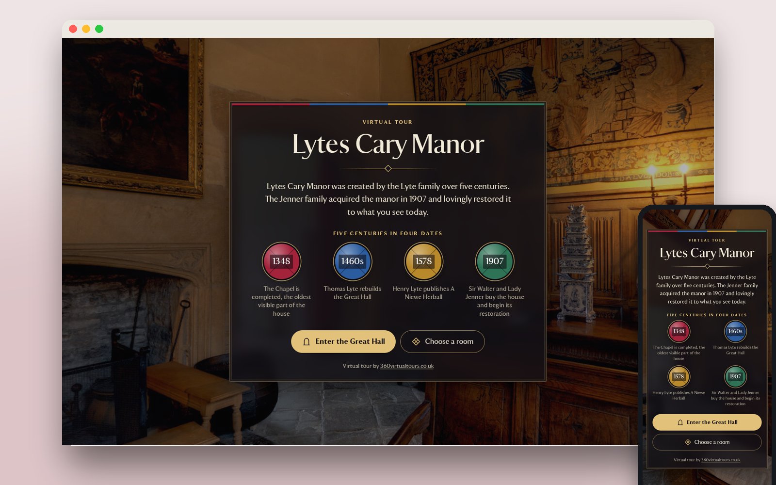 National Trust: Lytes Cary Manor virtual tour interface