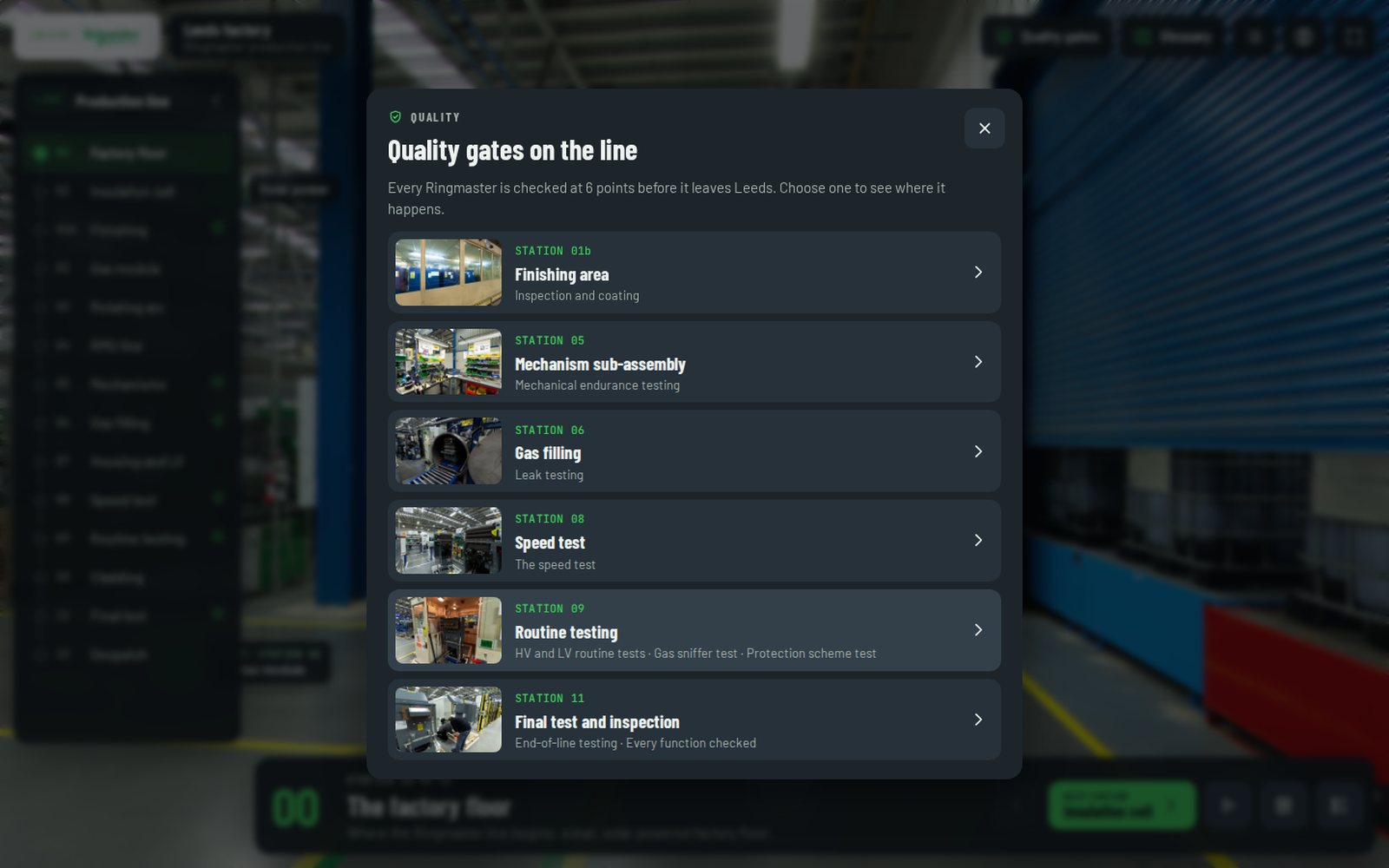 Quality gates panel listing the six checks on the line