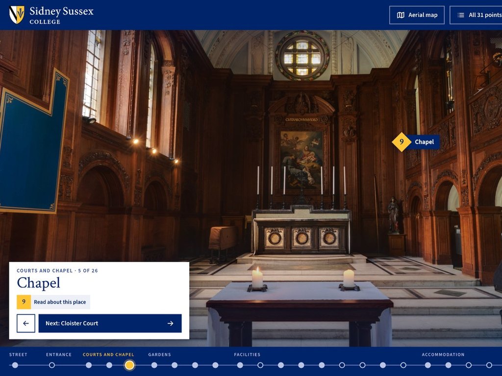 Sidney sussex college virtual tour chapel screen