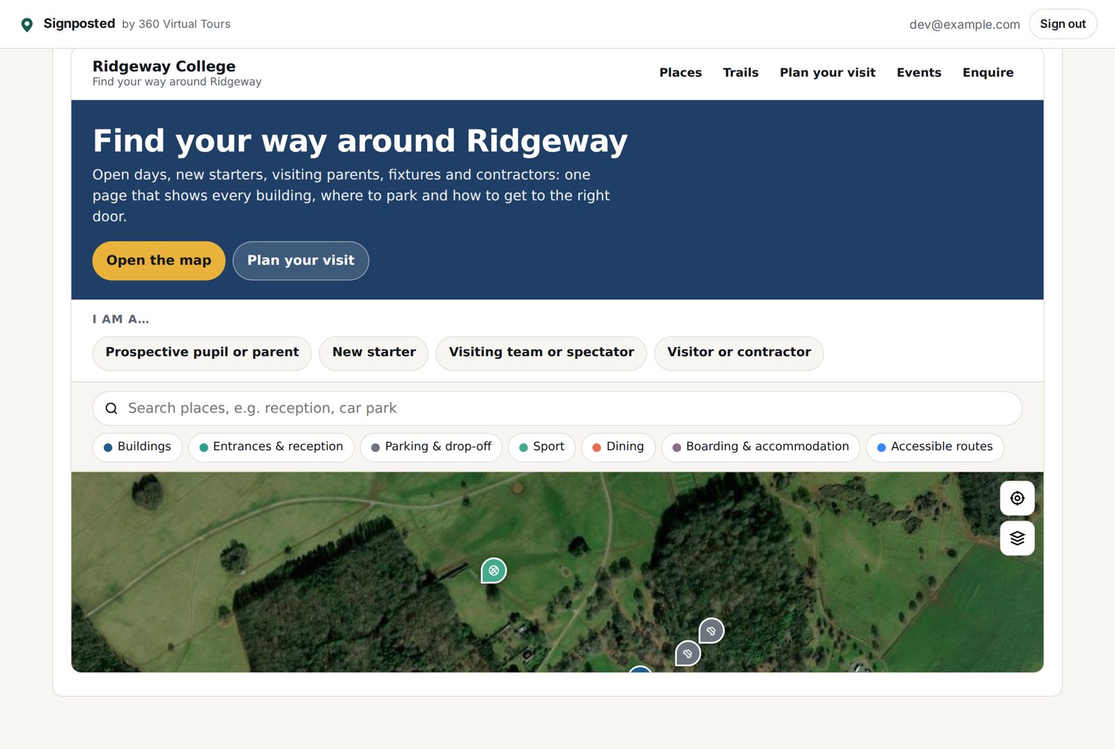 Brand: enter your web address and the builder pulls your logo, colours and fonts.