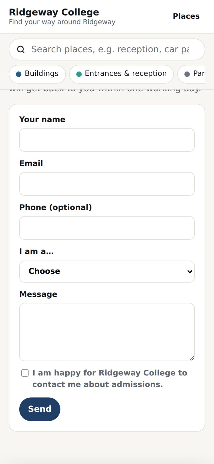 The built-in enquiry form, with an "I am a…" field that matches your audiences.